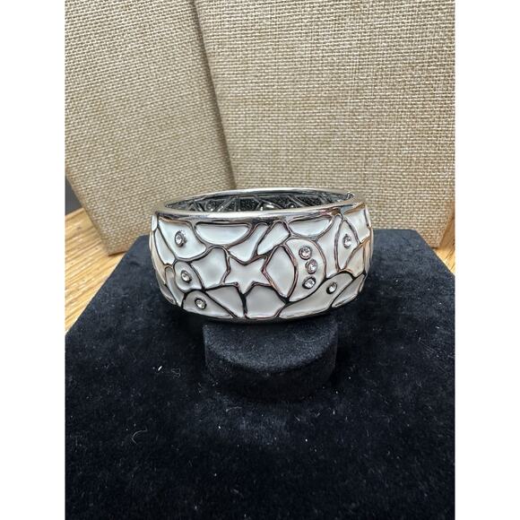 Sequin Nordstrom Multicolor Silver Tone Statement Enamel Bangle Bracelet #573 - Picture 1 of 3